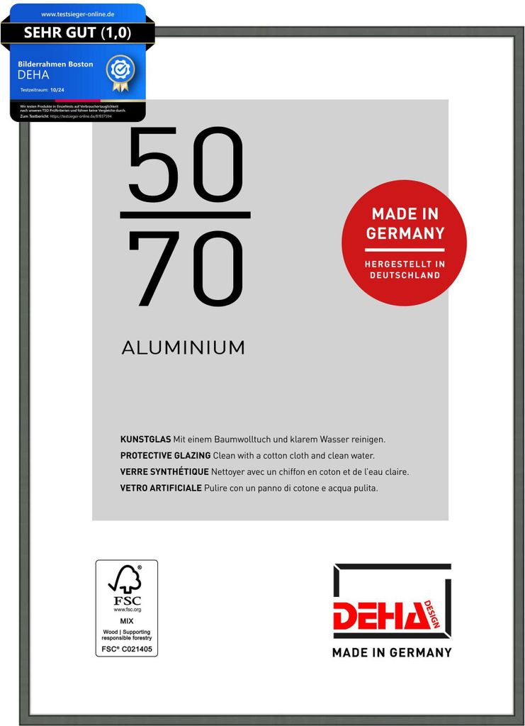 DEHA Design Aluminium Bilderrahmen Boston, 50x70 cm, Produktbild 