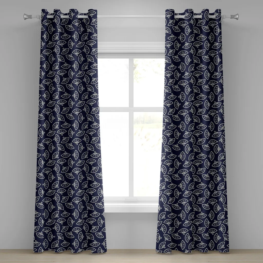 ABAKUHAUS Tende Decorative Motivo Orientale Blu e Crema 280x245
