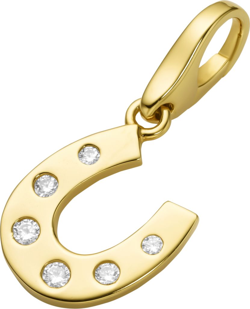 Charm Giorgio Martello Milano Hufeisen mit Zirkonia, Silber 925 Gold Onesize