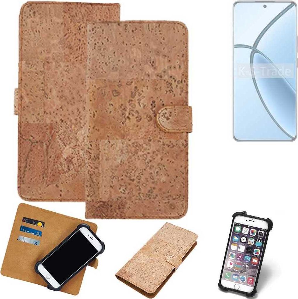 K-S-Trade Hülle kompatibel mit Realme P1 Kork Handyhülle Cover Schutzhülle TPU Case Bumper in Hellbraun, (1x)