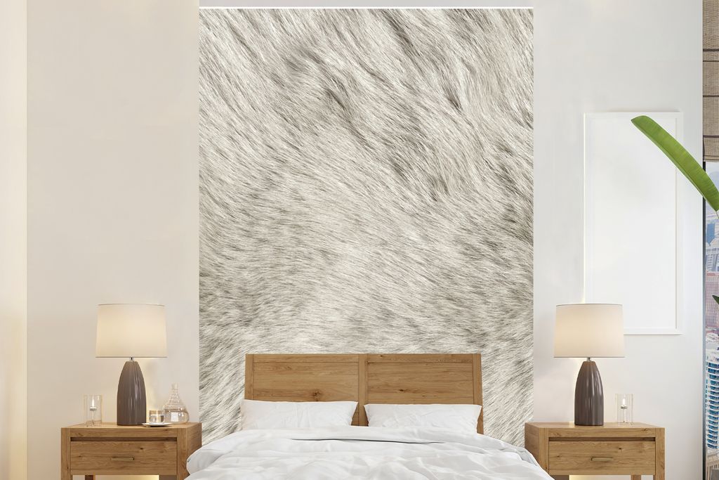 MuchoWow Fototapete für Wohnzimmer oder Schlafzimmer Wandtapete Vinyl Motivtapete Tiere - Haut - Eisbär - 155x240 cm - Tapete