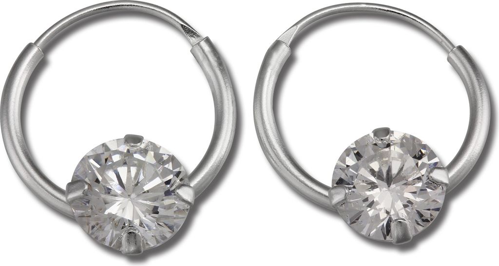 SilberDream Creolen für Kinder Silber weiß Stein Zirkonia Ohrringe SDO8705W