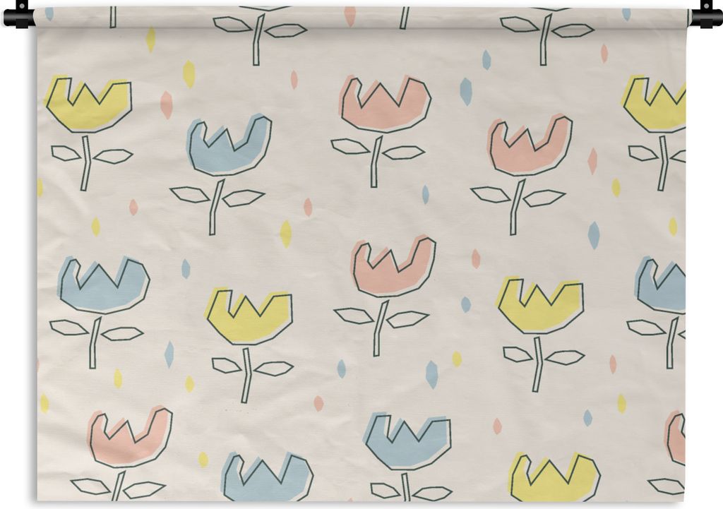 MuchoWow Wandteppich Wandbehang Blumen - Pastell - Geburt 90x67.5 cm Tapisserie Dekoration Wandtuch - Fototeppich - Wand-Skulpturen