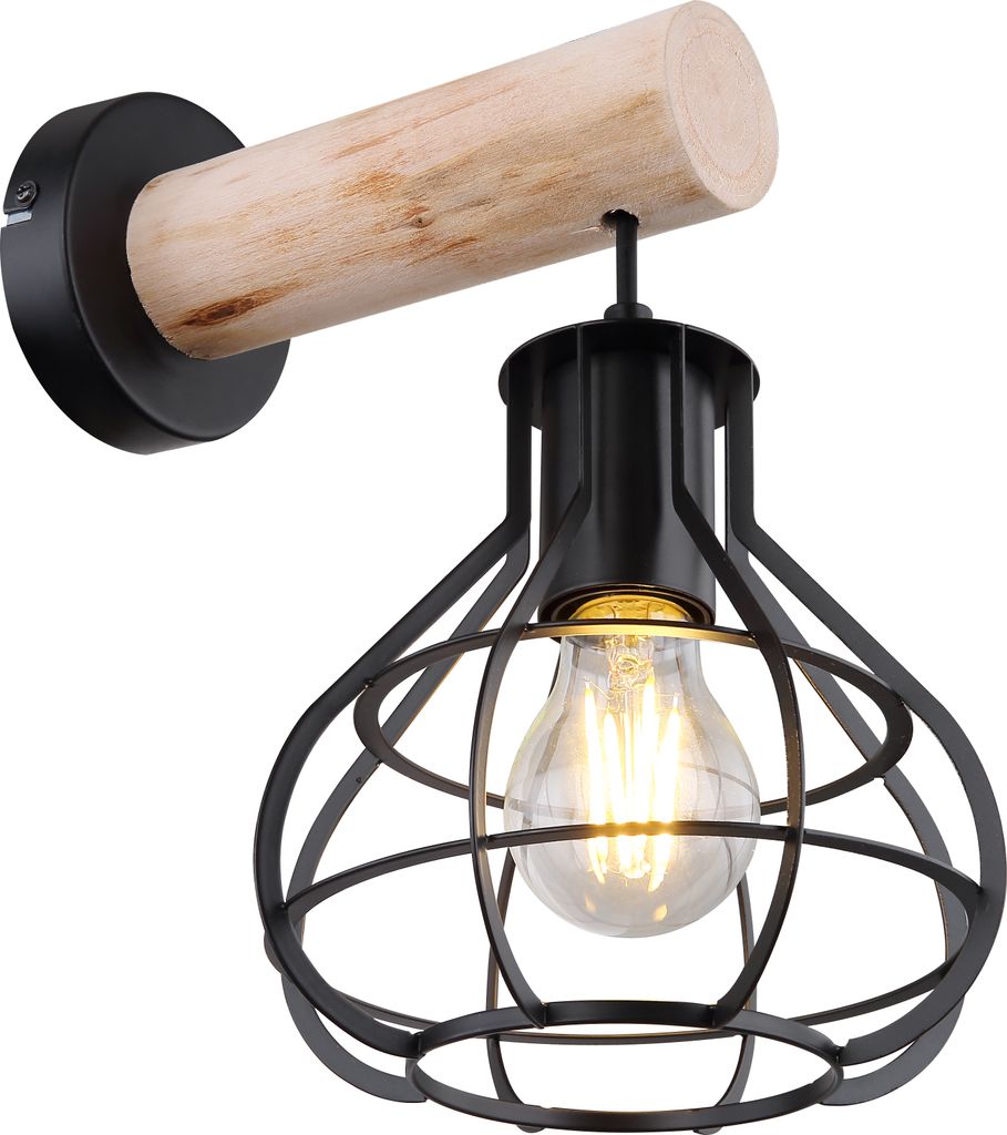 Globo Lighting Wandleuchte Metall schwarz matt, 1x E27