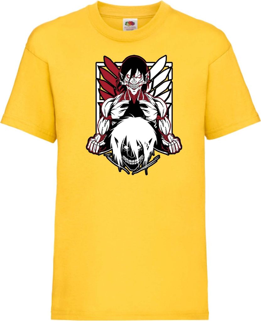 Kinder T-Shirt Attack Anime On Titan 05 Puppet Titan, 5-6 Jahr - 116 / Gelb