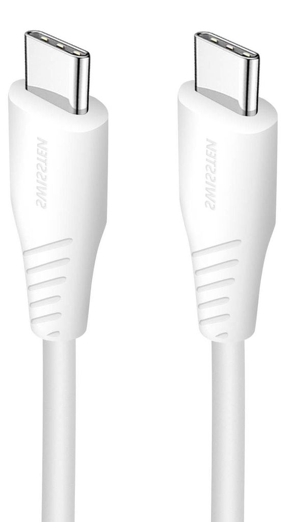 Swissten, USB-C auf USB-C Kabel 100W Power Delivery 1,5m knickfrei robust, Weiß