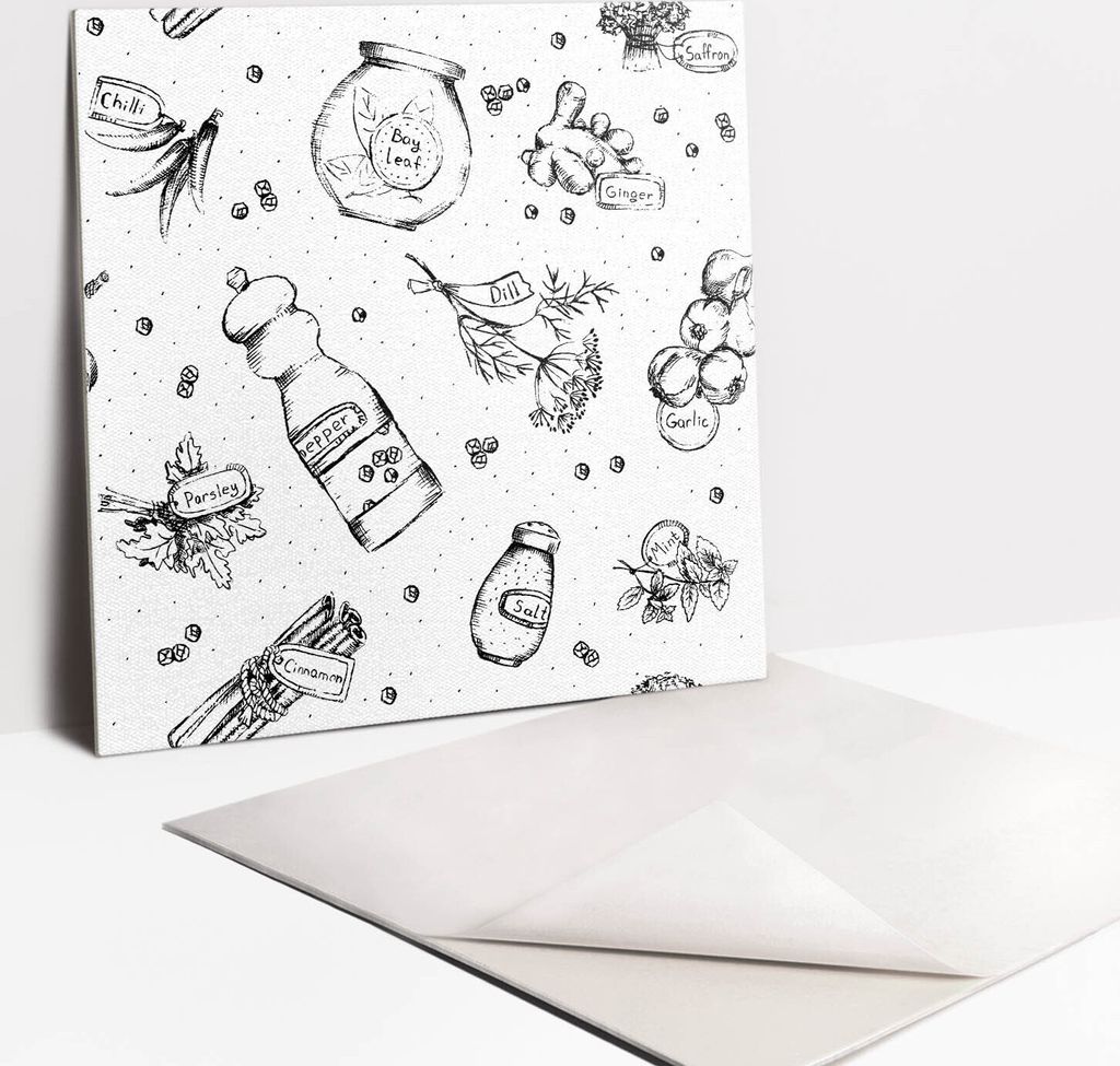 Fliesenaufkleber Set für Bad und Küche - 9 Fliesen Selbstklebend PVC - 30 x 30 - Schwarz -Weiß -Abstraktion