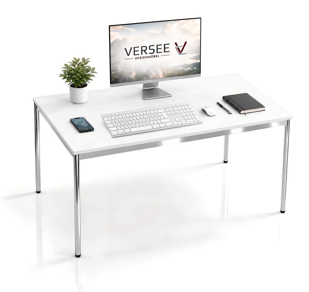 Schreibtisch / Konferenztisch VERSEE VST1 140x90 cm Weiß – höhenverstellbar, stabil
