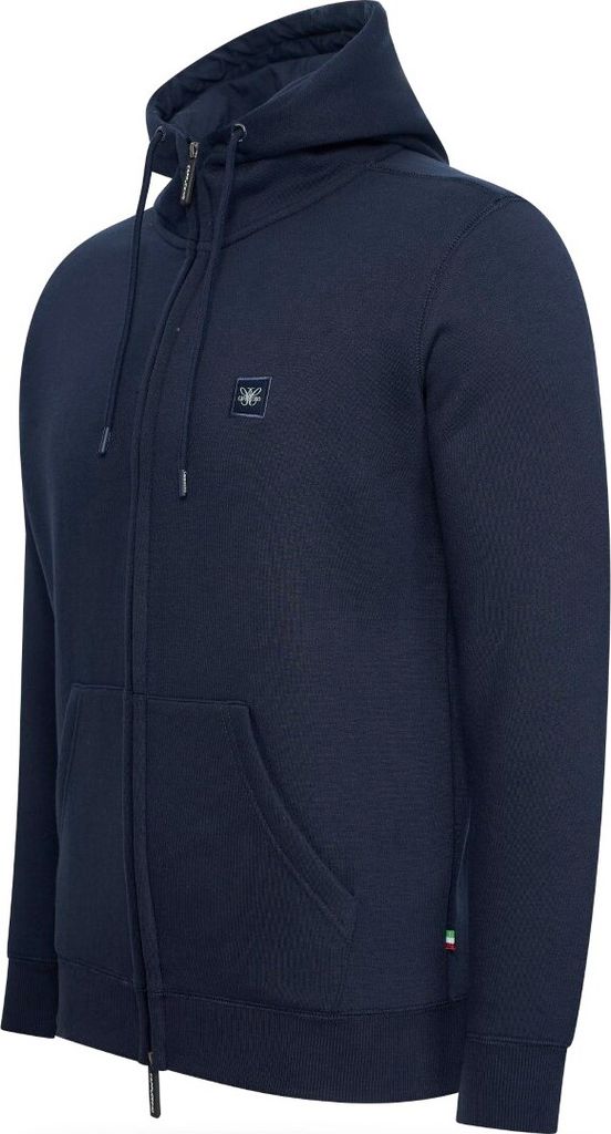 Cappuccino Italia Fleece Zip Hood Blau - Große XL