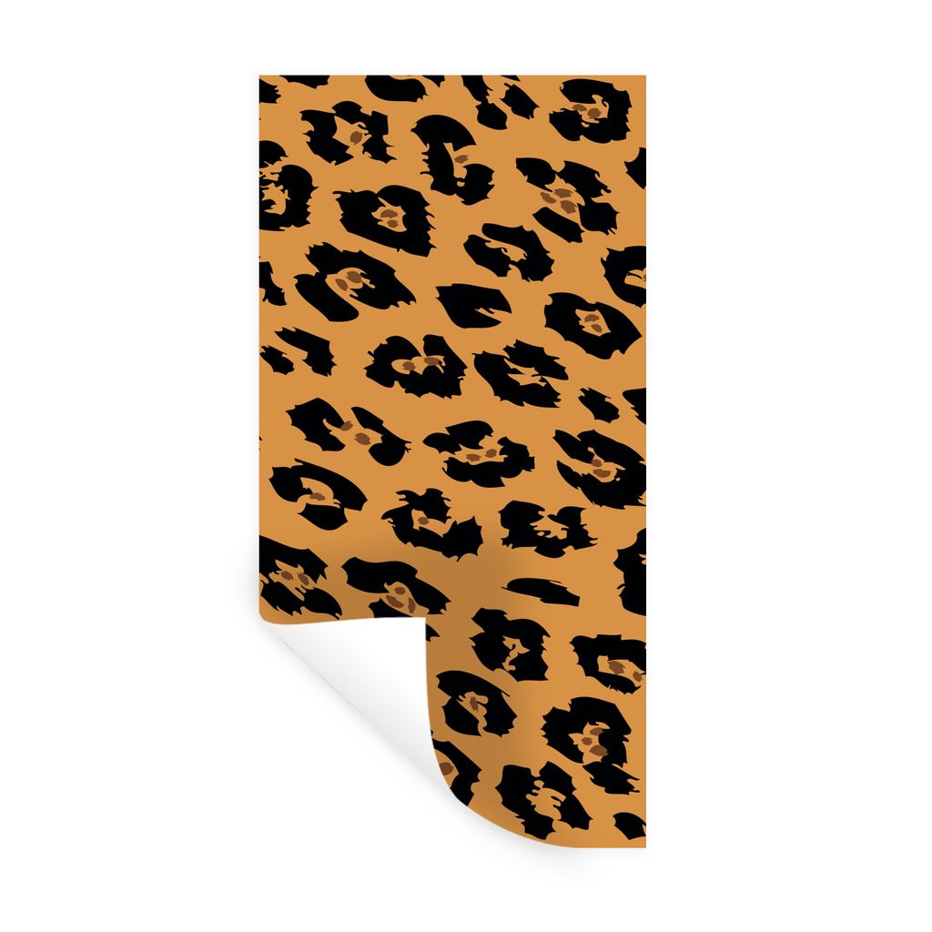 MuchoWow Wandtattoo Wandsticker Wandaufkleber Pantherdruck - Orange - Schwarz 80x160 cm Selbstklebend und Repositionierbar - Sticker - Dekorfolie