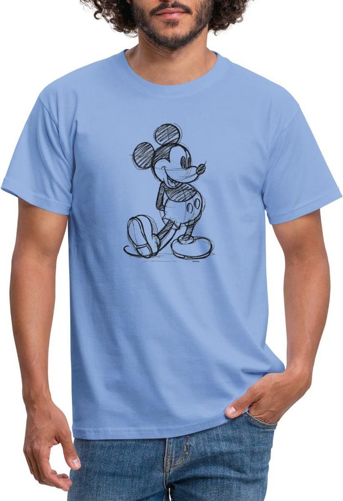 Mickey & Minnie Zeichnung Männer T-Shirt, XL, Carolina Blue
