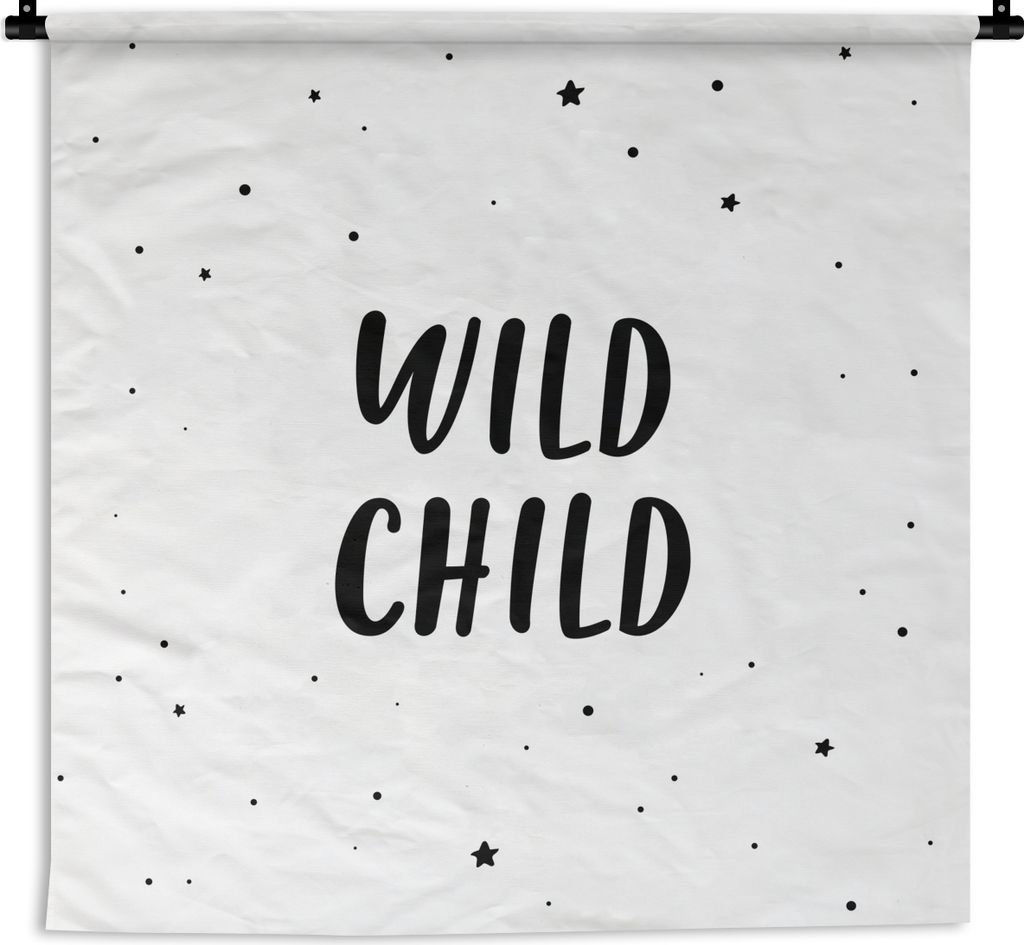 MuchoWow Wandteppich Wandbehang Zitate - Wildes Kind - Baby - Text 120x120 cm Tapisserie Dekoration Wandtuch - Modern - Baumwollgewebe
