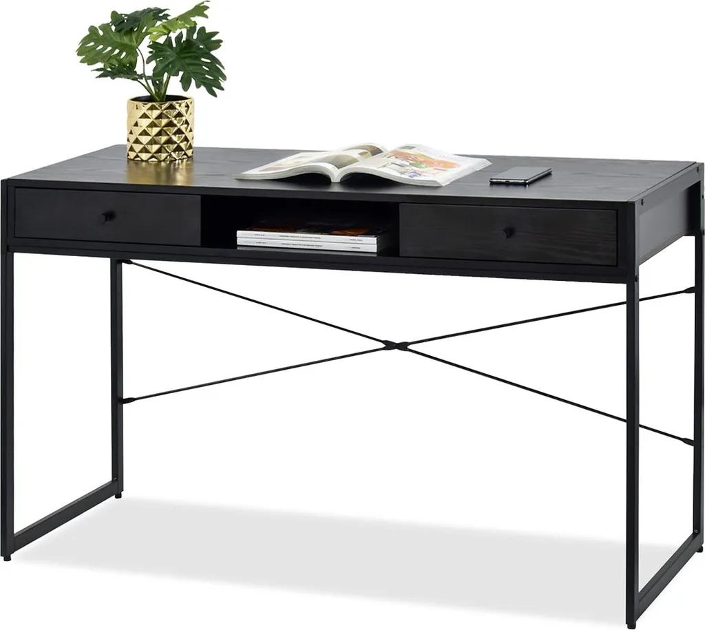 Bureau large AMARU noir : finissez-en avec le manque de place au travail