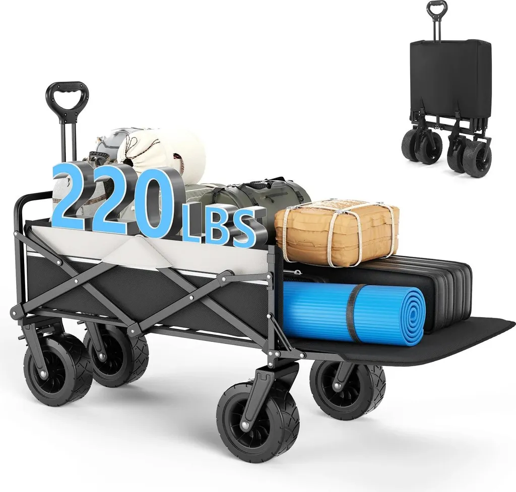 Chariot de transport pliable pour courses lourdes et objets encombrants