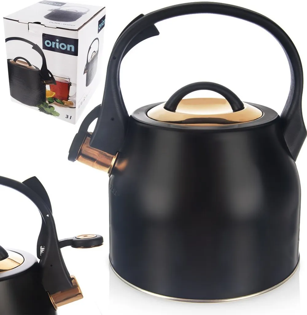 Bollitore a Fischio Orion 3L Oro Nero - Ideale per Tè e Tisane