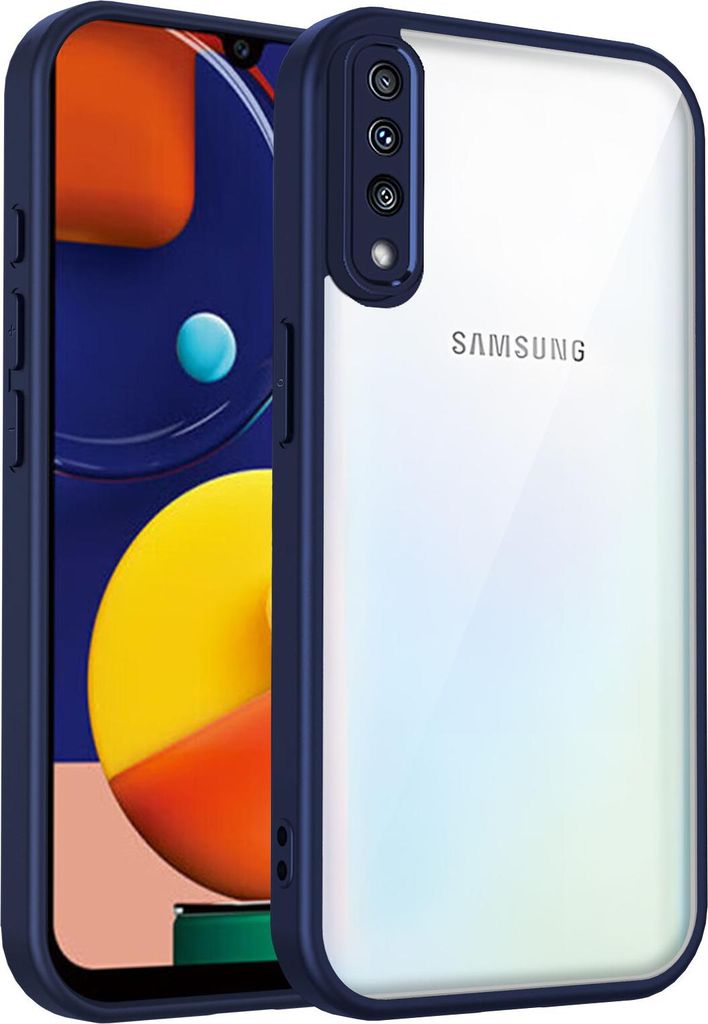 Hülle für Samsung Galaxy A50/A50s/A30s Transparente Rückseite TPU Bumper Stoßfest Handyhülle Blau
