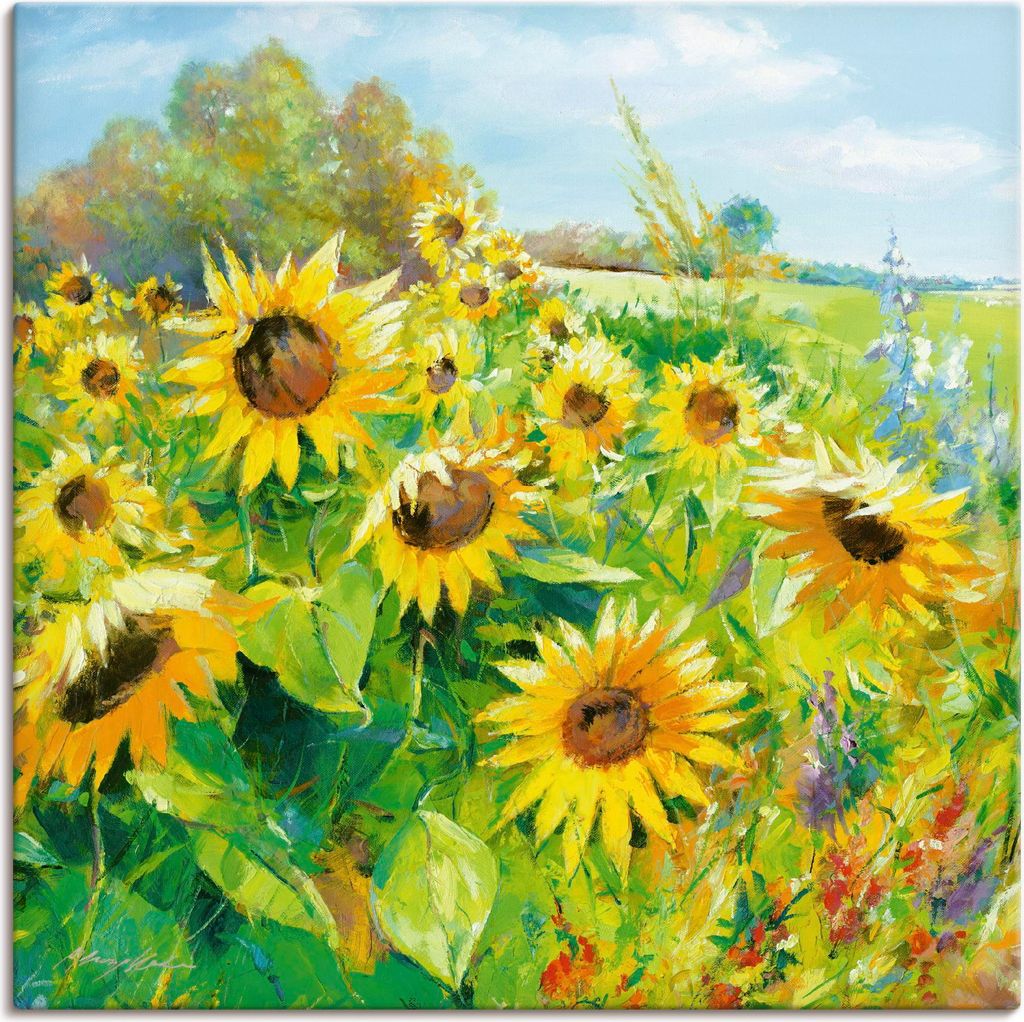 ARTland Leinwandbild Sommerwiese mit Sonnenblumen Größe: 50x50 cm