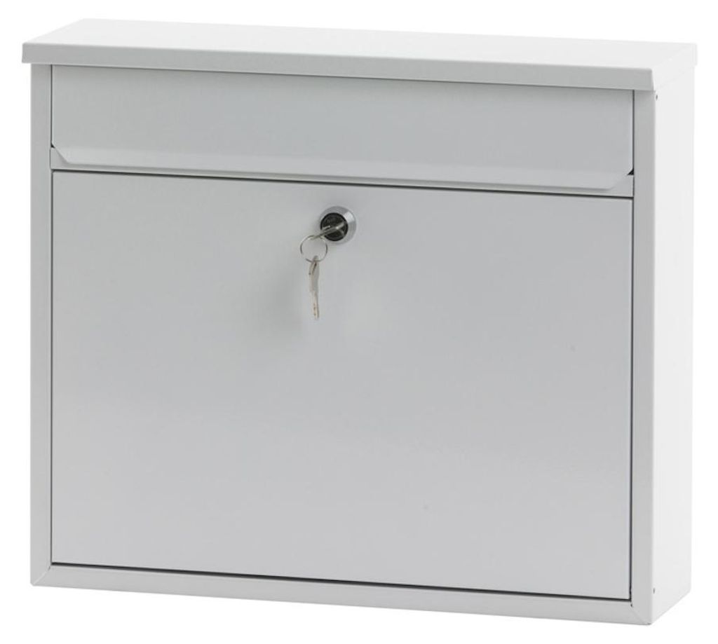 Wandbriefkasten Granadan aus Stahl mit Einwurfsklappe | HxBxT 31,5x36x11cm | Einwurföffnung 32x4cm | Weiß