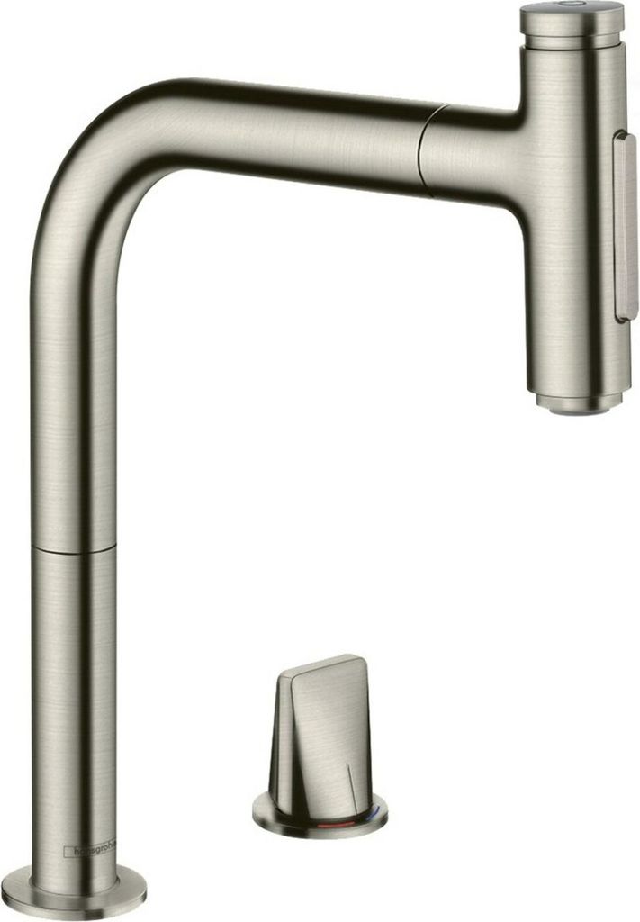 hansgrohe Metris Select M71 2-Loch Einhebel-Küchenmischer 200, Ausziehbrause, 2jet, 73819800