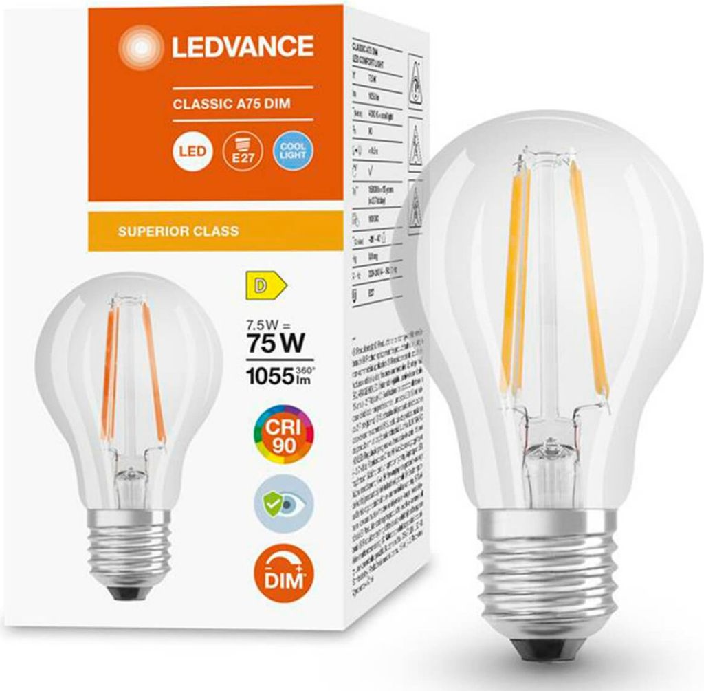 LEDVANCE LED CLASSIC A CRI90 7.5W E27 Lampe 1055lm 4000K Produktbild 