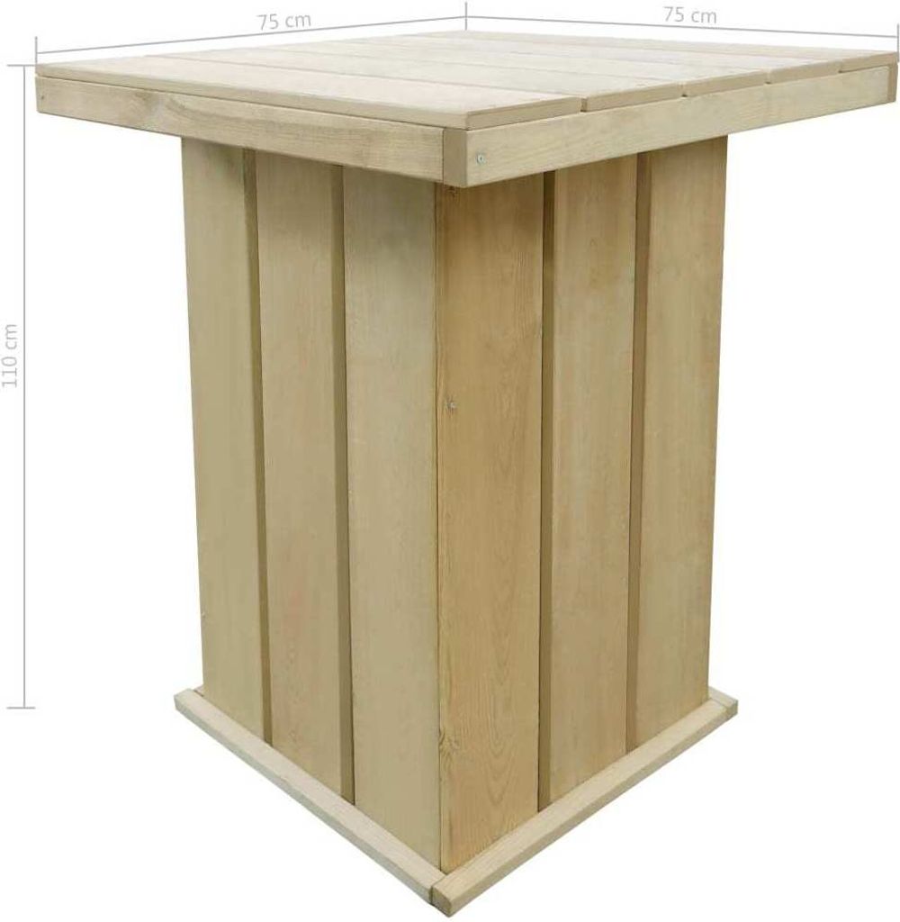 vidaXL Tavolo da bar 75x75x110 cm in legno di pino Immagine del prodotto 