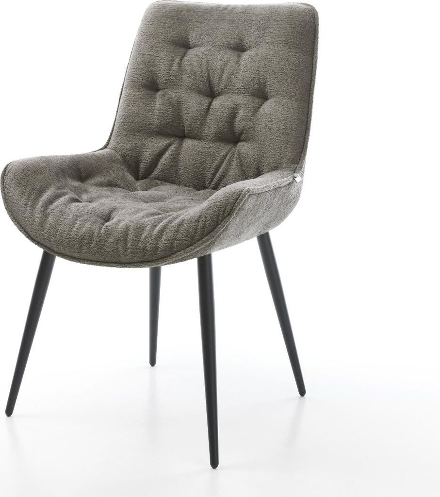 DELIFE Esszimmerstuhl Taimi-Flex Bouclé Soft Schlamm 4-Fuß konisch Schwarz
