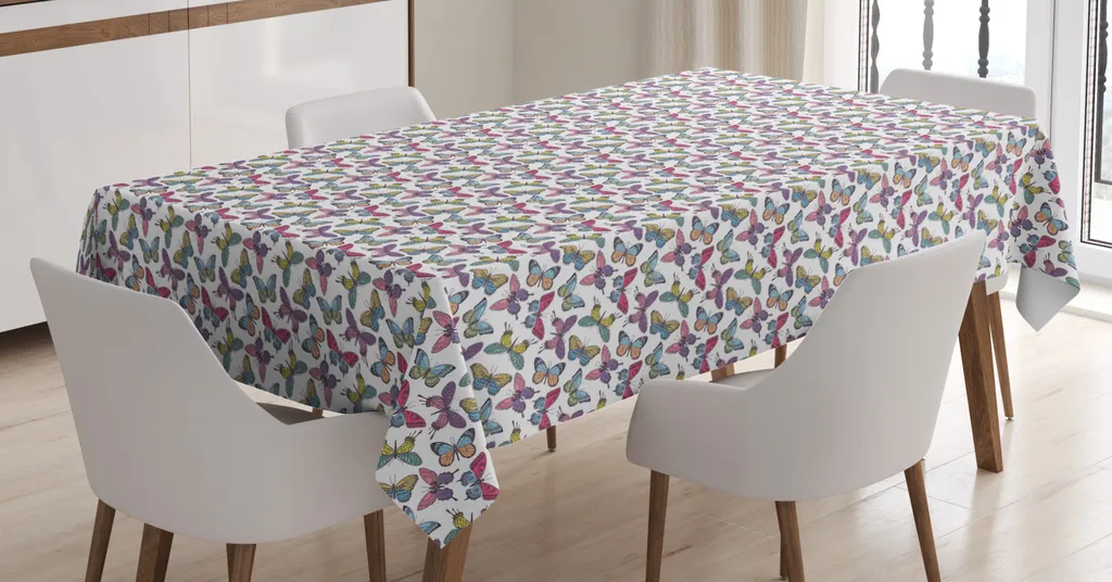 Tovaglia Raebel 130x170 Cm Con Stampa Farfalla, 100% Poliestere, Lavabile A 40° - 3