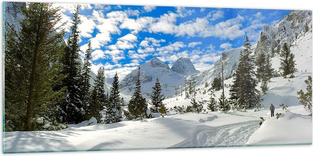 Bilder auf glas - Tal Wolken Lawine Sport - 120x50cm - Glasbilder - Wandbilder - Kunstdruck - zum Aufhängen bereit - Wanddekoration aus Glas - Gla...
