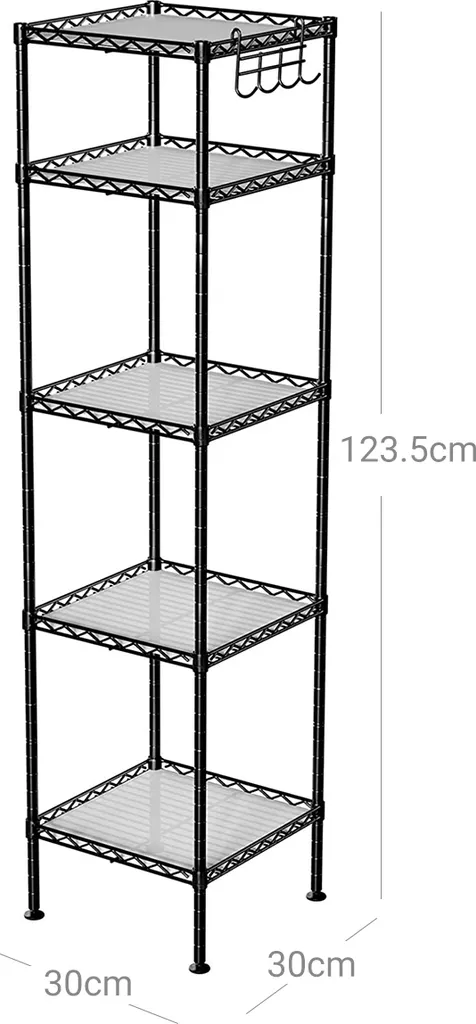Étagère Métal Noir : Solution Rangement Vertical pour Désencombrer L30cm - 10
