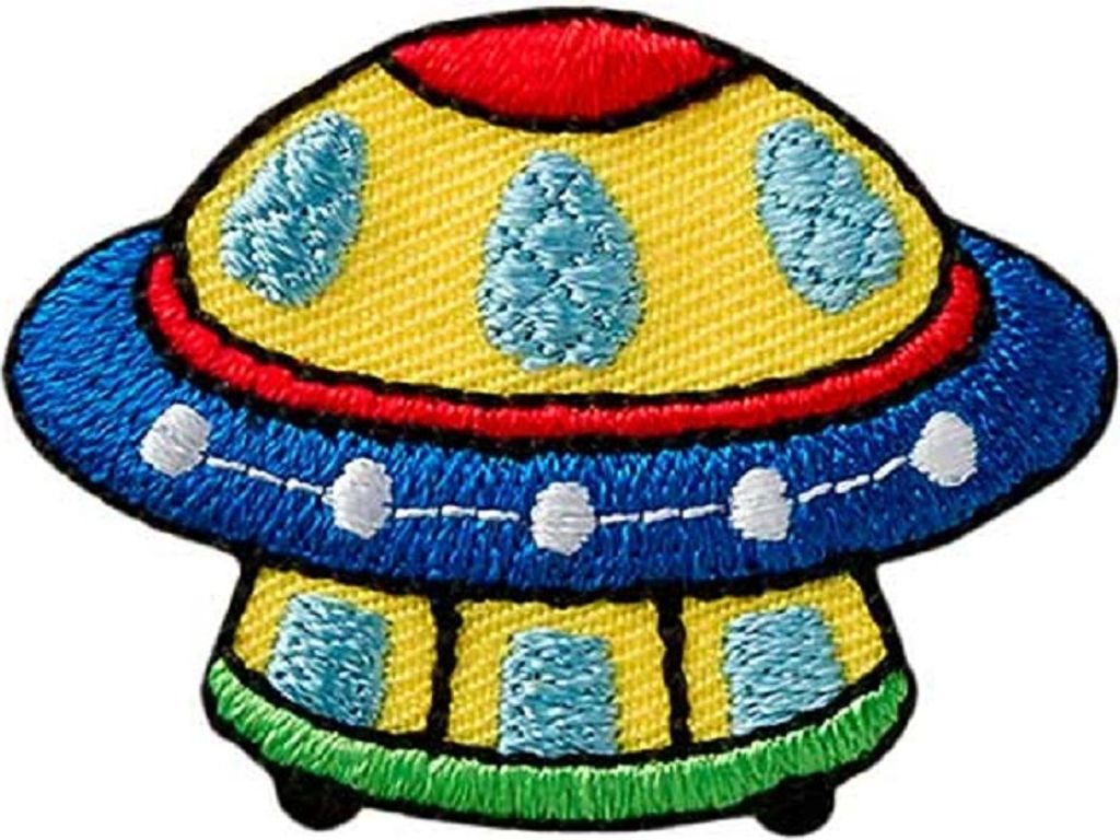 Mono Quick 04146 Raumschiff Bügelbild, Patch, ca. 4,0 x 3,1 cm Ufo Außerirdische
