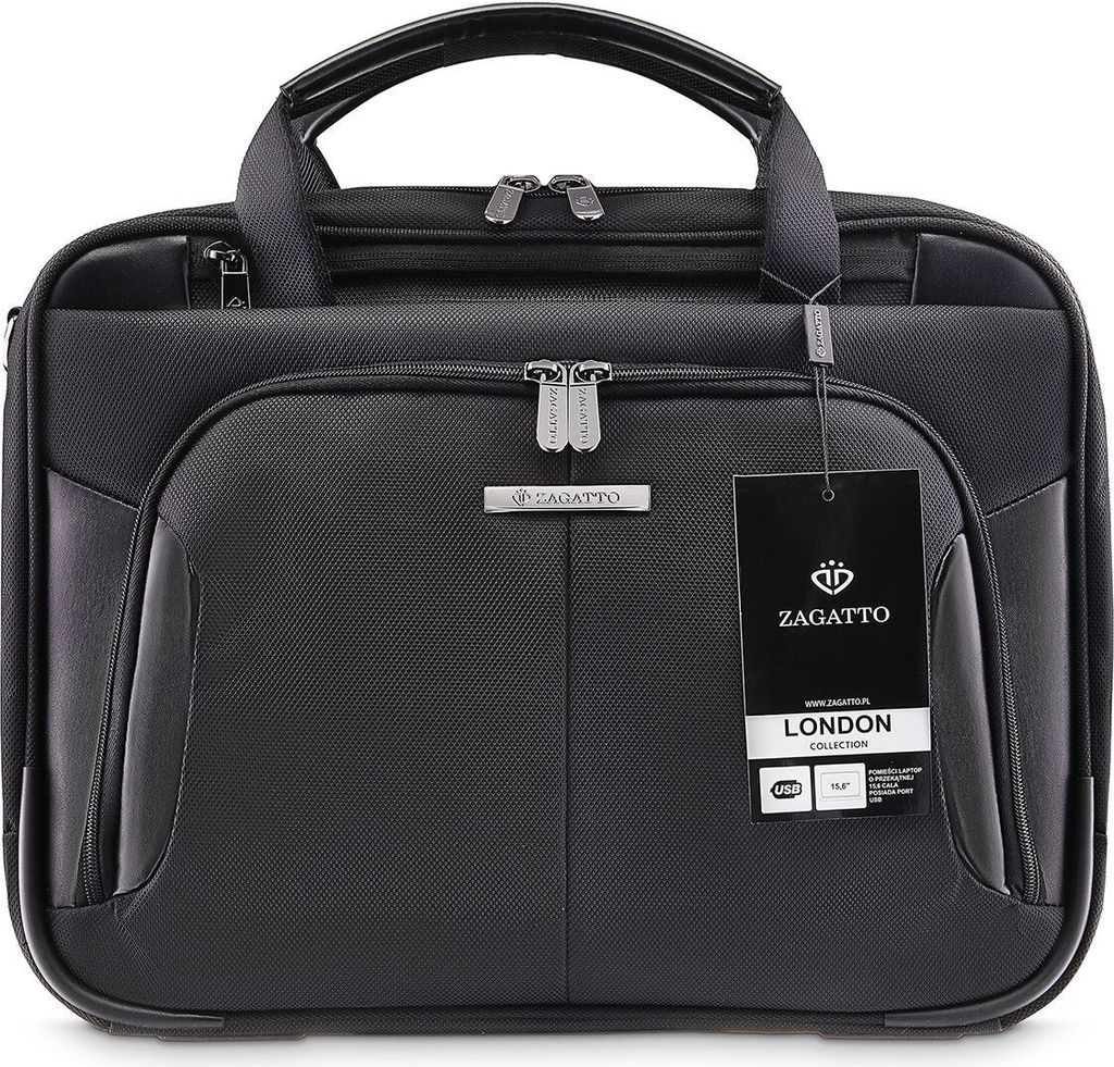 Zagatto Qualität Schwarz Herren Laptoptasche Premium Kollektion 15.6 Zoll Laptop-Tasche ZG124 Notebooktasche Aktentasche notebook Schutzhülle Sicher