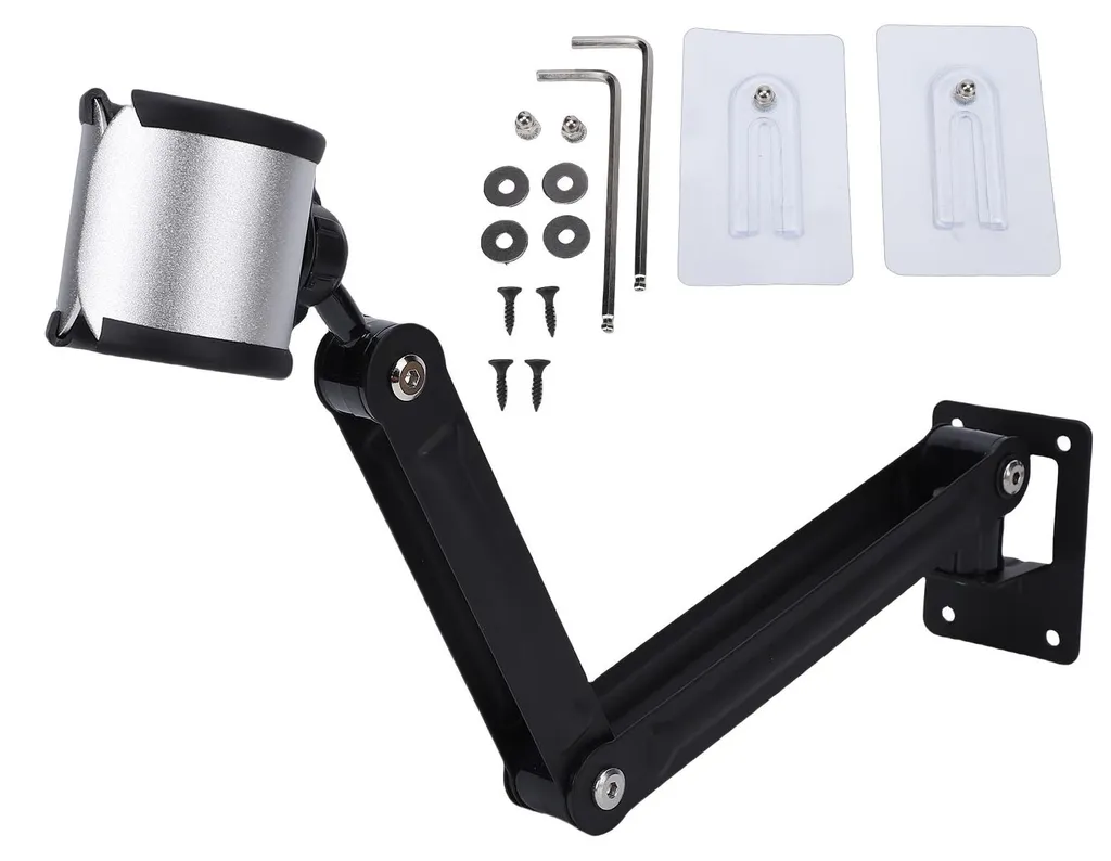 Support de sèche-cheveux orientable 360° en métal bras télescopique