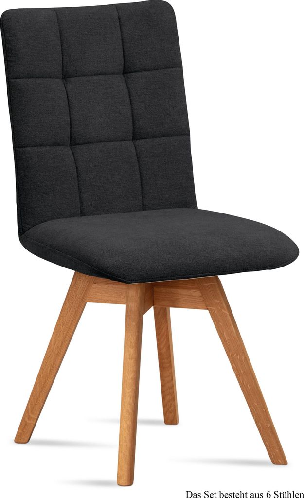 Esszimmerstuhl drehbar (6er-Set) Doria 47x91x60 Eiche geölt/Anthrazit