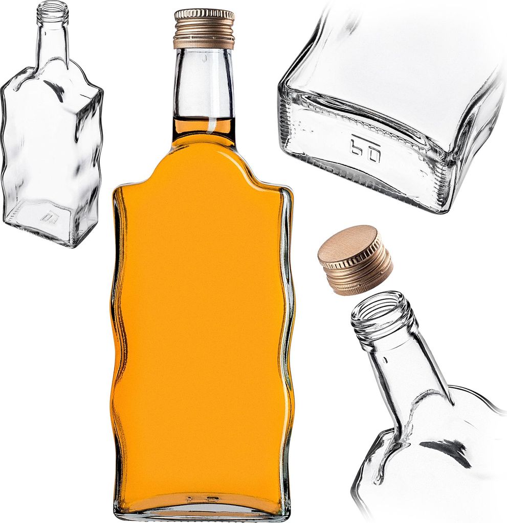 KADAX sklenená fľaša na tinktúru 500 ml so zlatým uzáverom Obrázok produktu 