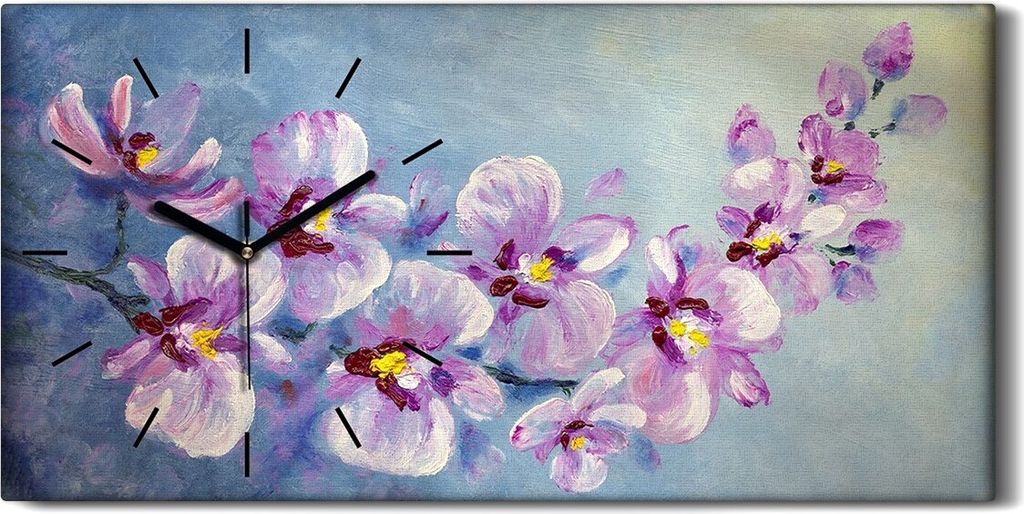 Dekor Leinwand Uhr Wandbilder Geräuschlos 60x30 Malerei Abstrakte Kunst Blumen - schwarze Hände