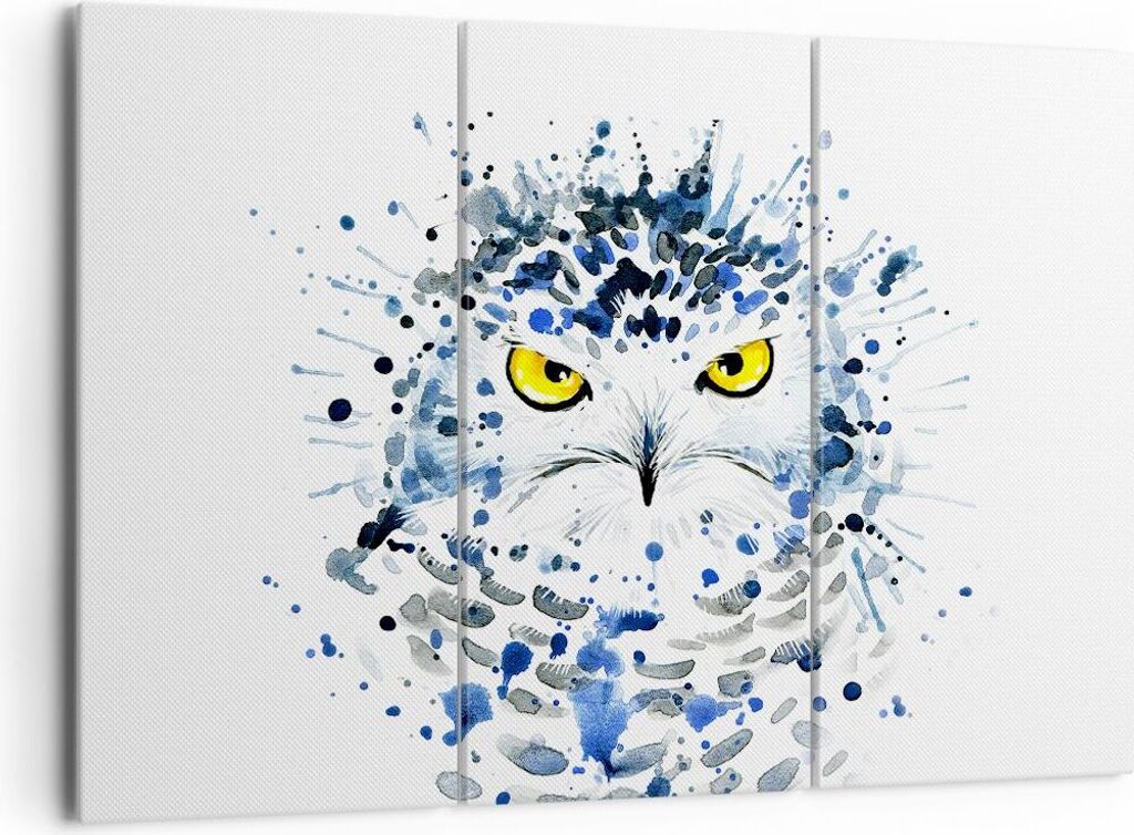 Bild auf Leinwand - Leinwandbild - Mode Design Eule Aquarell - 165x110cm - Wand Bild - Wanddeko - Leinwanddruck - Bilder - Kunstdruck - Wanddekorat...