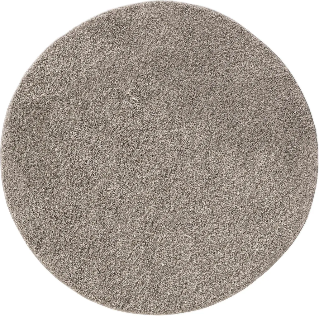 Grand Tapis Shaggy Rond Sofia Gris Clair 120cm Douceur Poils Longs