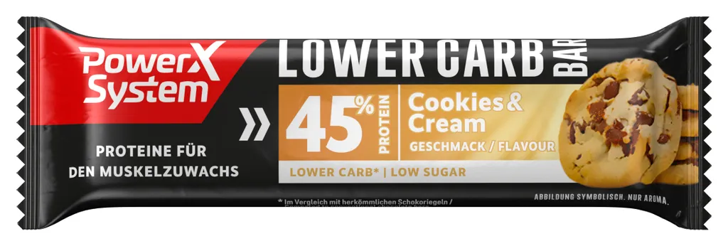 Barre Protéinée Anti-Fringale Power System Lower Carb Cookies & Cream 28x40g - 3