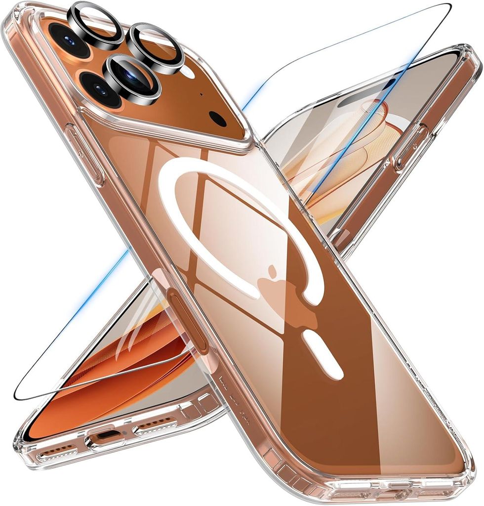 3in1 Schutzglas für iPhone 17 Pro Max Panzerfolie MagSafe Hülle UNISIGHT Kameraglas Orange