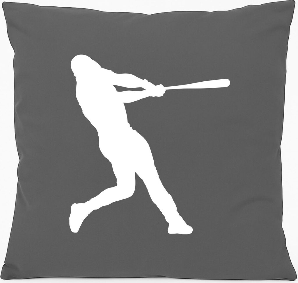 Huuraa Sofakissen Baseball Silhouette Geschenk 40x40cm mit Füllung Steel Grey Baumwolle Baseball Mitbringsel