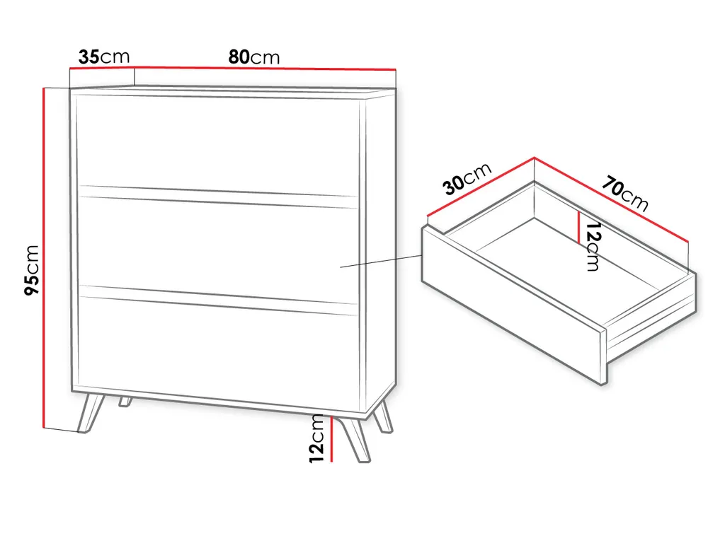 Commode MOREL design bicolore chêne kraft doré 120cm pour chambre - 6