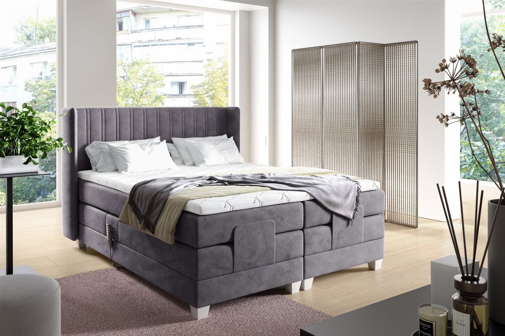 Boxspringbett Elektrisch Bett MAGNUS 200x200cm in Stoff Salvador Grafit