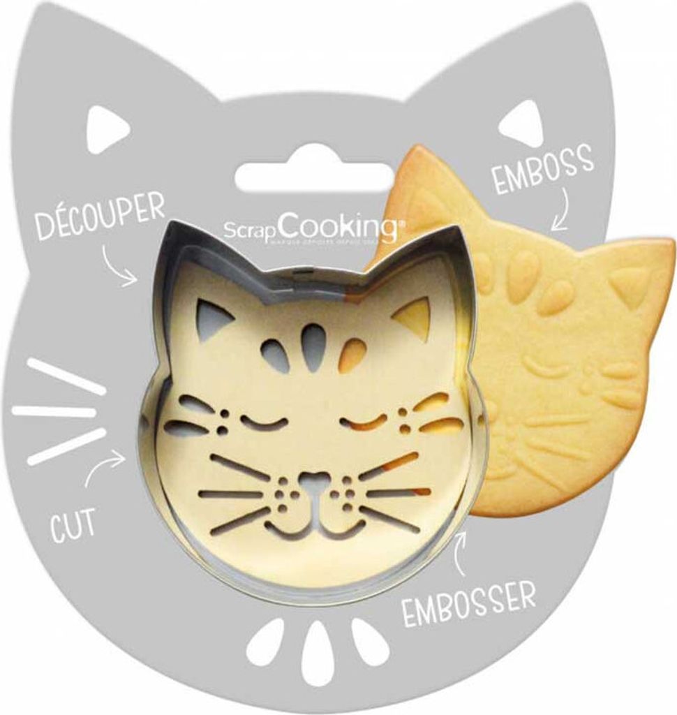 Katzen Keks-Set mit Schneid- und Prägefunktion, Edelstahl, separat nutzbar