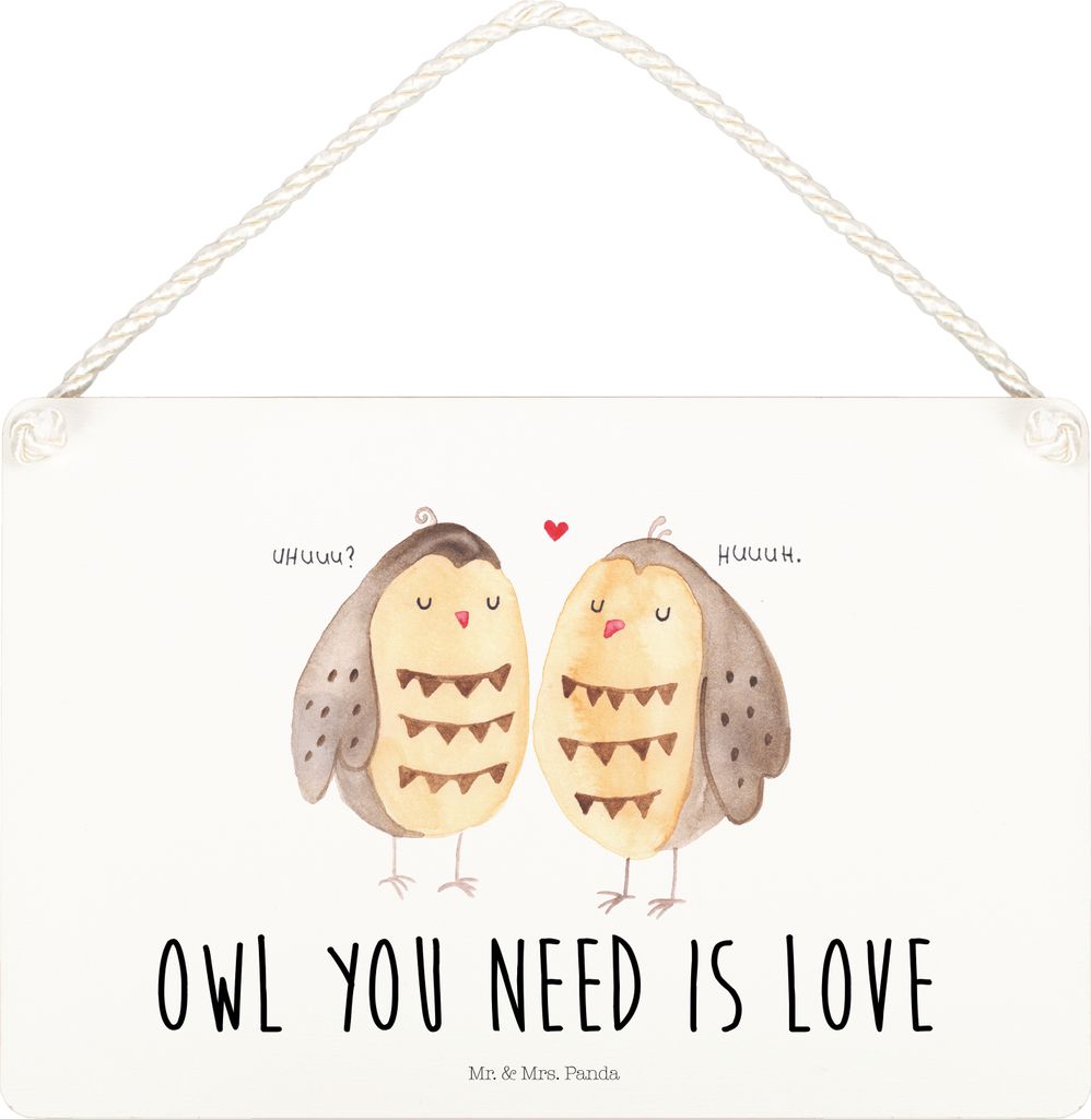 Mr. & Mrs. Panda Schild Eulen Liebe DIN A5 - Weiß - Geschenk, Hochzeit Spruch, sprüche, Verliebt, Wortspiel, Liebesspruch, kleine aufmerksamkeit,...