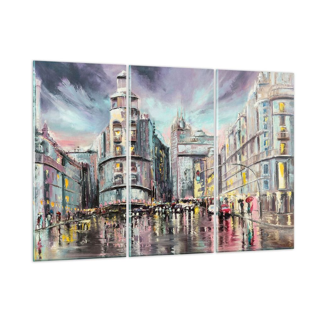Bilder auf glas - Stadt Straße Haus - 105x70cm - Glasbilder - Wandbilder - Kunstdruck - zum Aufhängen bereit - Wanddekoration aus Glas - Glas Bil...