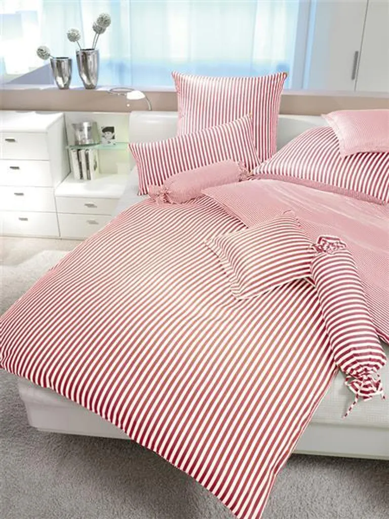 Janine ModernClassic 3912 Parure de Lit 135x200 Mako-Satin Rouge Foncé