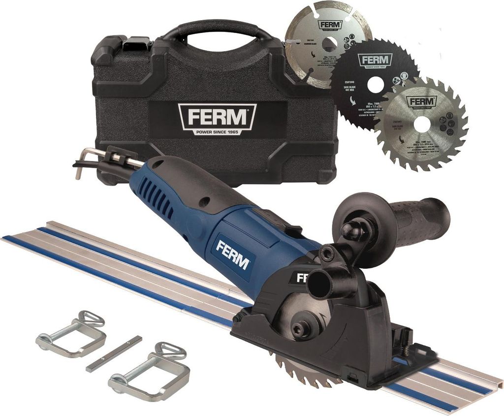 Präzisions-Kreissäge 500W - Variable Geschwindigkeit - Inklusive Führungsschienen, 3 Sägeblätter und Aufbewahrungskoffer