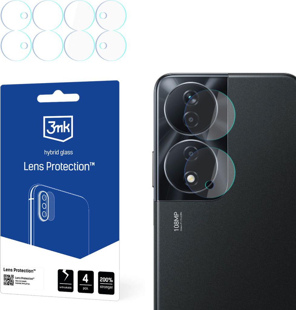 3mk Hybridglas Lens Protection für Honor 90 Smart Kamera Objektiv Kameralinse 0,16mm 6H (4 Stück)