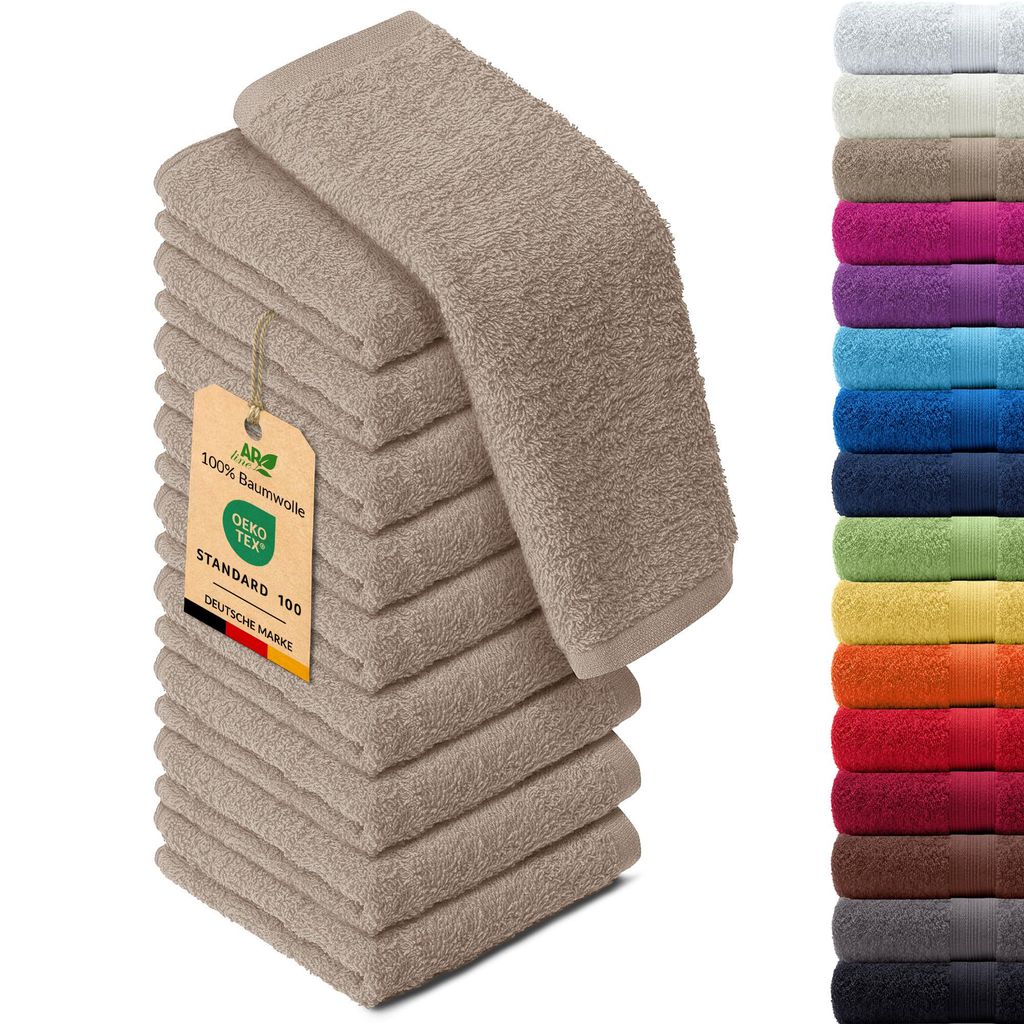 10er-Set ARIZONA Handtuch-Serie von AR Line – 100% Baumwolle, 500 g/m², 10er-Set Seiftücher 30x30 cm, Beige