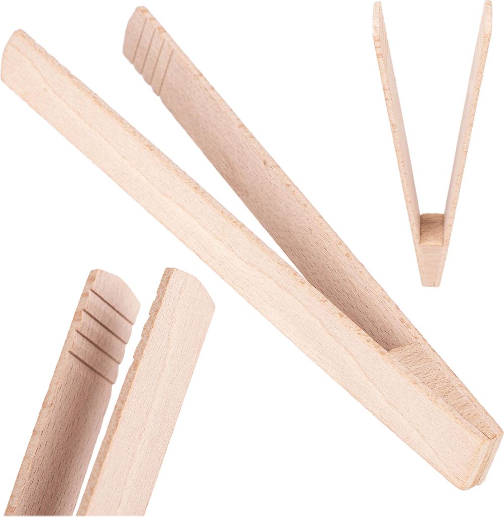 KADAX Gurkenzange 21,5cm, Grillzange aus Holz, Küchenzange für Grill, Kochen, Braten und Servieren von Speisen, Holzzange für Gurken, Holzgrillz...